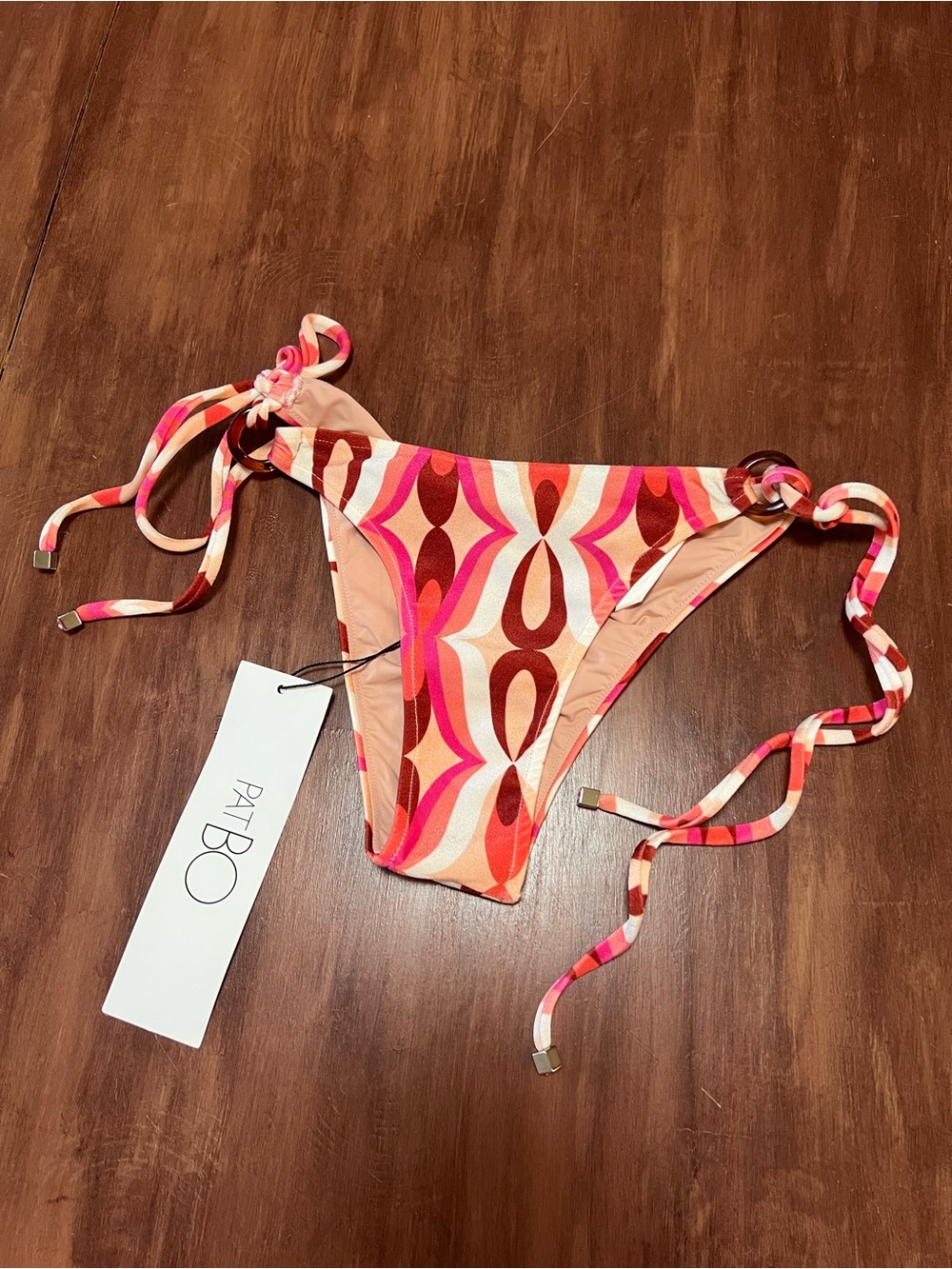 NWT PatBO Cheeky Side Tie Geometric Print Bikini Bottom Size S